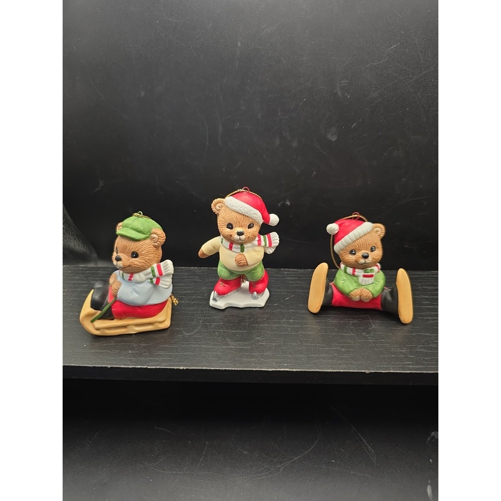 Homco~ Winter Bears~ Christmas Tree Ornaments (Set of 3) #5513